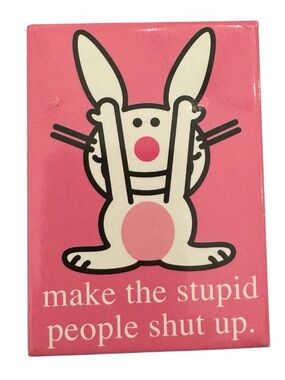 Vintage It's Happy Bunny rare magnet collectible nostalgia Y2K gift stupid